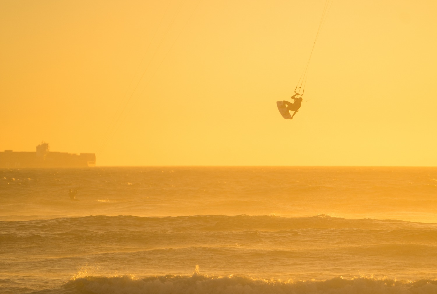 Kiteboarder in the sunset