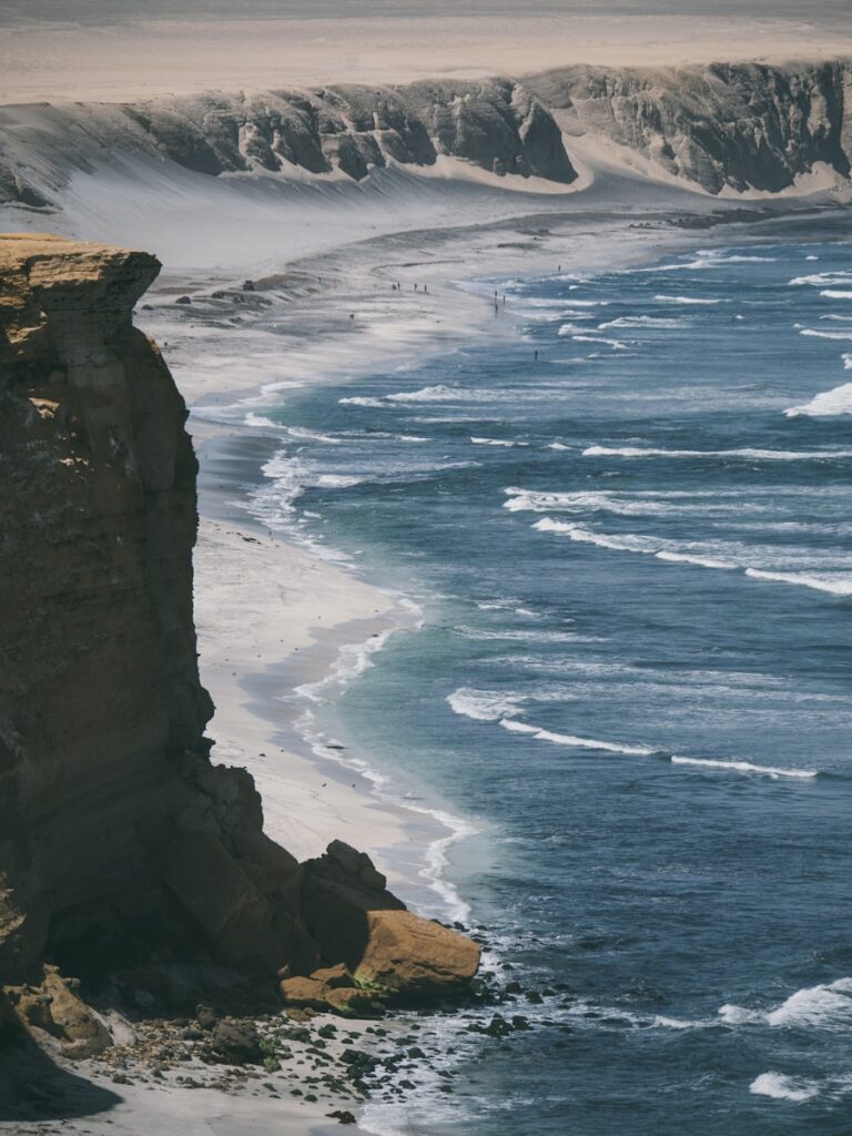 a view of the ocean from the top of a cliff