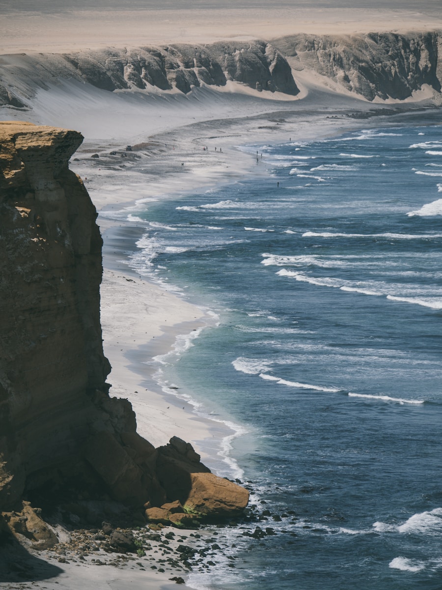 a view of the ocean from the top of a cliff